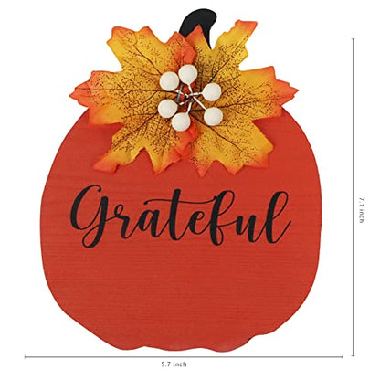 esur Fall Decorations for Home, Rustic Fall Tabletop Counter Decor, Thanksgiving Decor Gifts - Thankful Grateful Blessed