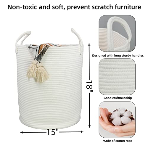 XUANGUO White Cotton Rope Laundry Basket Hamper for Clothes Large - color: white, size: Regular
