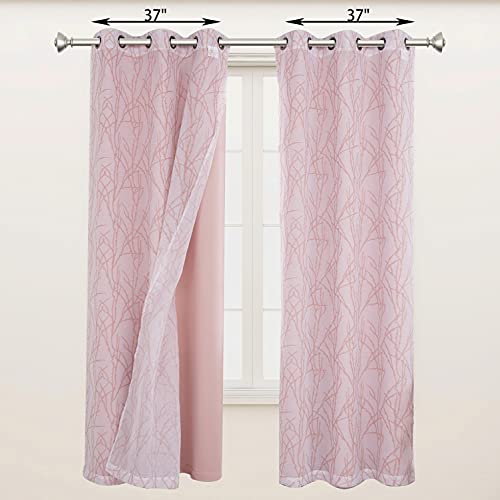 BONZER 침실 거실용 패널 4개 세트 믹스 앤 매치 커튼 - color: 블러쉬, size: 37"W x 63"L (Pack of 4)