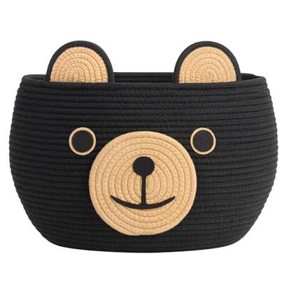 CherryNow Large Baby Basket for Gifts Empty, Cute Bear Design, Black - color: Black Brown, size: 15.7"D x 10.5"H