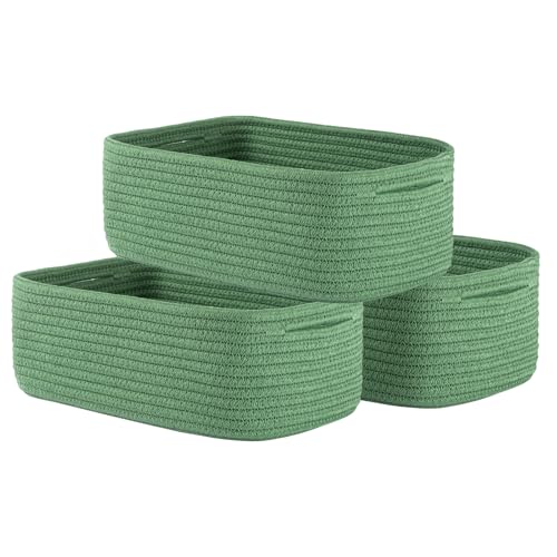 KALLAX Small Woven Storage Basket for Organizing, 12 x 8 x 4.5 inch, 3 Pack - color: Green, size: 12"L x 8"W x 4.5"H
