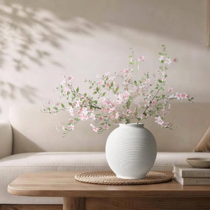 Large White Ceramic Vase, 10.8" Sandstone White - color: White-10.8", size: 10.8"-Oval