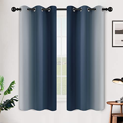 SimpleHome Ombre Navy Blue to Grey White Curtains for Living Room 42Wx63L - color: Navy Blue, size: 42"W x 63"L (Pack of 2)
