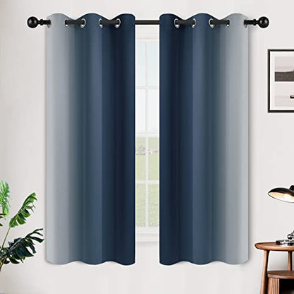 SimpleHome Ombre Navy Blue to Grey White Curtains for Living Room 42Wx63L - color: Navy Blue, size: 42"W x 63"L (Pack of 2)