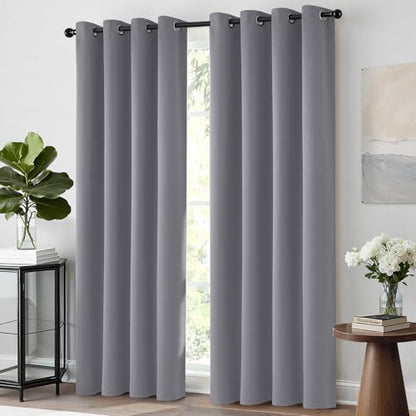 Yakamok Grey Room Darkening Curtains 52x84 inch Gray Grommet-Living Room - color: Grey, size: 52"W x 84"L (Pack of 2)