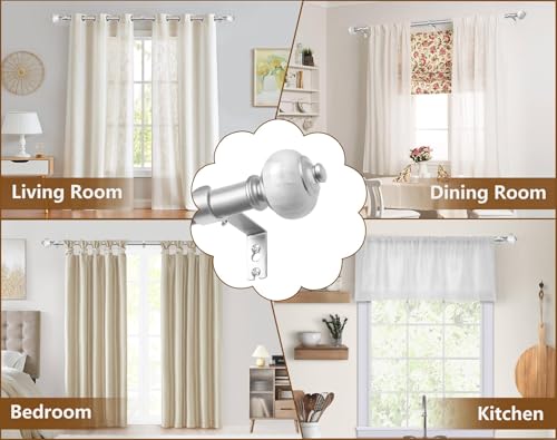 KAMANINA 1 Inch Curtain Rods for Windows 72 to 144 Inch, Silver Drapery Rod - color: Light Silver, size: 72-144"