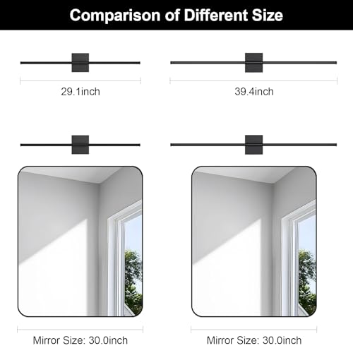 Wall Sconces Set of Two with Remote Control, 39.4 in Dimmable Black Battery Operated Wall Lights, 350° Ratation 3000K-6000K LED Wireless Rechargeable Sconce for Bathroom, Living Room, Bedroom - color: Black, size: 39.4in(2 Pack)