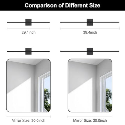 Wall Sconces Set of Two with Remote Control, 39.4 in Dimmable Black Battery Operated Wall Lights, 350° Ratation 3000K-6000K LED Wireless Rechargeable Sconce for Bathroom, Living Room, Bedroom - color: Black, size: 39.4in(2 Pack)
