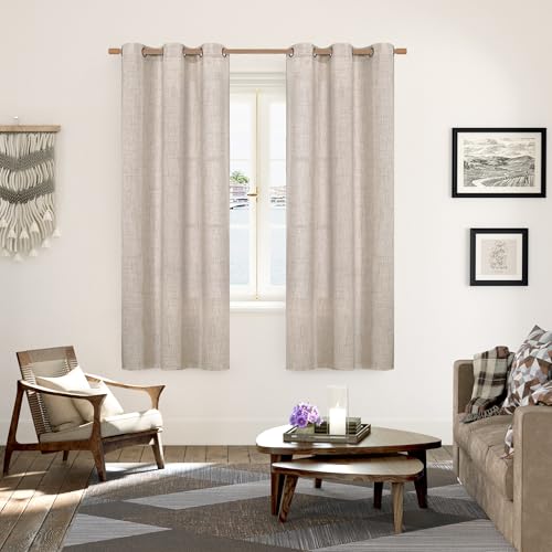 YoungsTex Natural Linen Curtains 42X72 Inch Long for Living Room 2 Panels - color: Natural, size: 42"W x 72"L (Pack of 2)