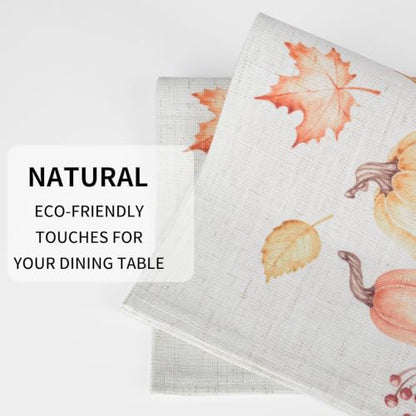 QIYI Fall Placemats Set of 4, 12"x18" Linen Place Mats, Pumpkin Harvest - color: Pumpkin Harvest, size: Set of 4