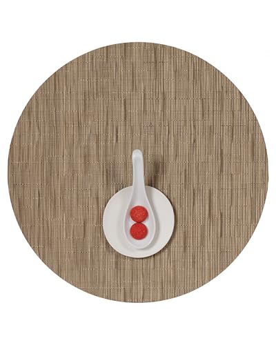 Chilewich Bamboo Placemats Set of 4, Round Woven Placemats - color: Camel, size: 15" Round