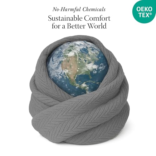 Threadmill Luxury 100% Cotton Twin Herringbone Blanket, Dark Grey - color: Dark Grey, size: Twin (68" x 92")
