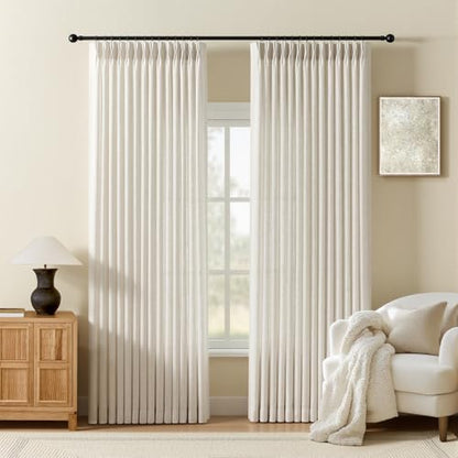AUSSPVOCT Pinch Pleated Extra Wide Curtains for Living Room 90 Inch Long - color: Beige White, size: 60"W x 90"L (Pack of 1)