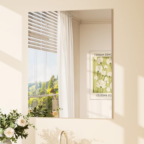 TETOTE Frameless Mirror 24" x 30" Frameless Bathroom Mirror for Over Sink with Tempered Glass, Suitable for Bedroom, Entryway, Hallway, Gym, Vertically/Horizontally - color: 1 Pack, size: 30"L x 24"W