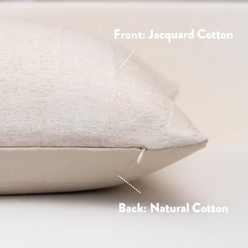 FIOUOVO Decorative Neutral Throw Pillow Covers 24x24 Farmhouse Pillow Covers Cotton Check Cushion Covers Home Decor for Sofa Couch Living Room Bedroom 1PC, Beige Check - color: Beige Check, size: 24" x 24" (Pack of 1)