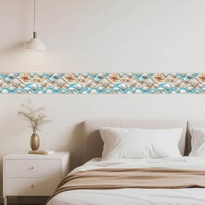 IVN Wallpaper Border Peel and Stick Wall Seashells Sand 4x196 Inch - color: Seashells Sand