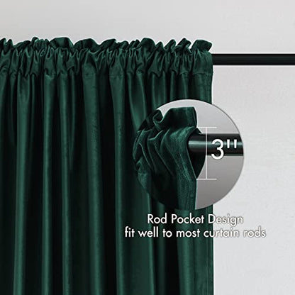 MIULEE Dark Green Blackout Velvet Curtains Drapes 72 Inch Long 52"x72" - color: Dark Green, size: 52"W x 72"L (Pack of 2)