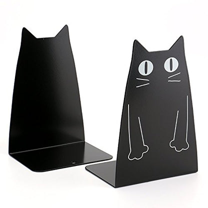 TOBSON Cute Cat Heavy Duty Bookend Nonskid Bookends Art Decoration,A Pairs(Black) - color: Black