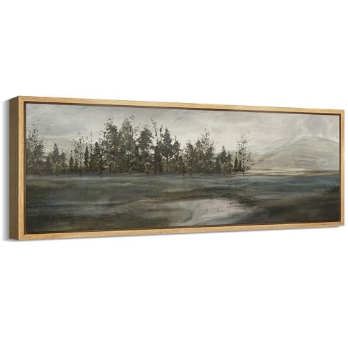 MUDECOR Large Framed Canvas Print Wall Art Tranquil Dusk Minimalist Landscape Illustrations Antique Retro Fine Art Illustrations Decorative Colorful for Bedroom - 60"x20" - color: A06-2402-na11, size: 60"L x 20"W