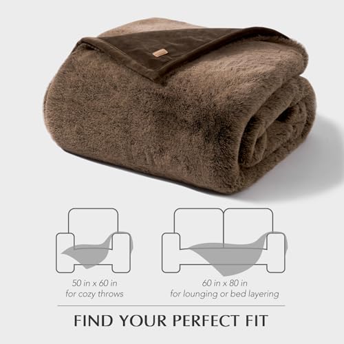EverGrace Faux Chinchilla Fur Throw Blanket, 60"x80", Brown Sable - color: Brown Sable, size: 60"x80"
