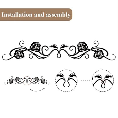 ESTART Metal Rose Scroll Wall Decor, Long Iron Scroll Vine Wall Art - color: Rose Scroll