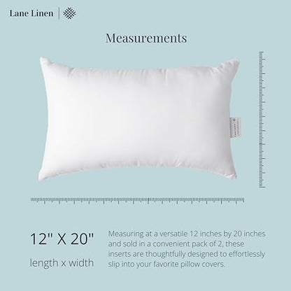 LANE LINEN 12x20 Pillow Inserts, Pack of 4, Soft, Down Alternative - White - size: 12x20
