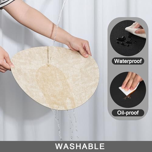 Myir JUN 14" Round Placemats Set of 4, Reversible Dual-Color Place Mats - color: Cream-white Black