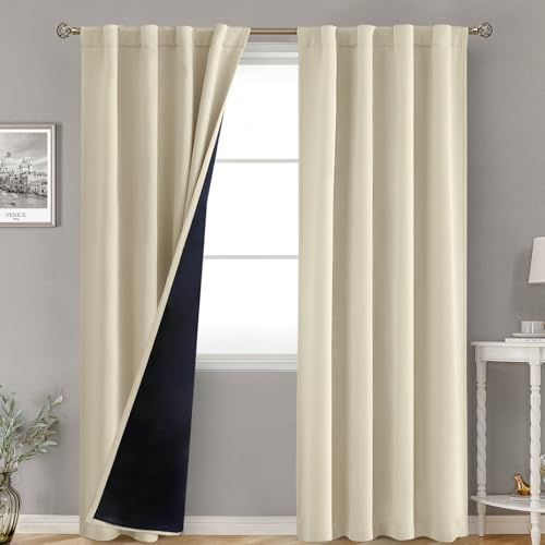 BGment Beige 100% Blackout Curtains 84 Inch Length 2 Panels Set for Bedroom - color: Beige, size: 38"W x 84"L (Pack of 2)