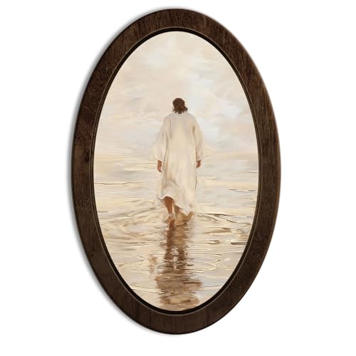 YZSLA Christian Wall Art Decor,Jesus Christ Walking on Water Oval Wall Art - color: Jesus-1