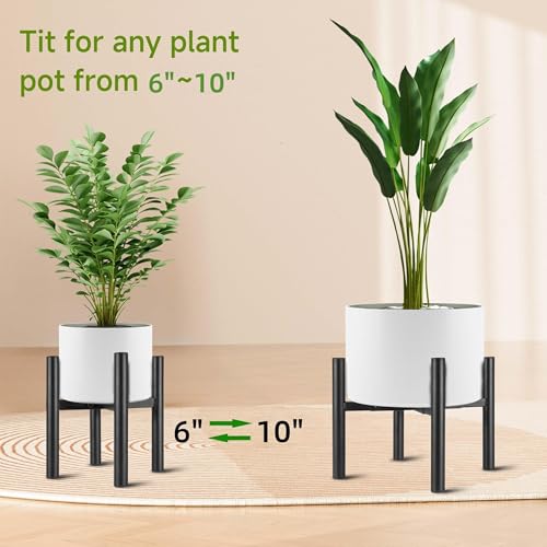 NSYOOMH 2-Pack Adjustable Metal Plant Stand, Fits 6-10" Flower Pots Holder - color: BLACK-2PC, size: 6-10 INCH