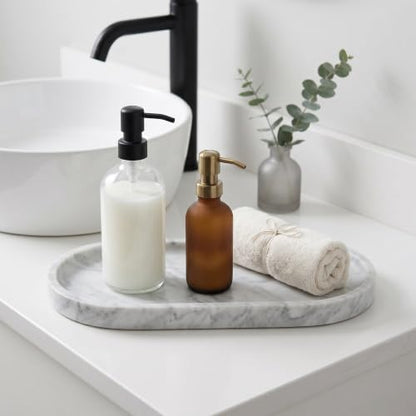 YKAJO Carrara White Gray Oval Marble Tray, 11.8x5.9 Perfume Organizer Dish - color: Carrara White Gray, size: 11.8" x 5.9" x 0.6"