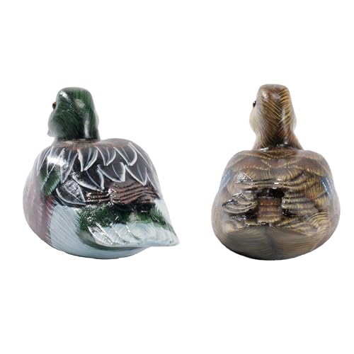 Hand-Painted Mallard Duck Sculpture Set, Realistic Artwork