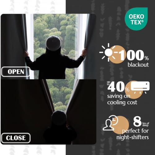 jinchan Boho Blackout Curtains 63 Inch Length for Bedroom Living Room - color: Boho | Black on Beige, size: 52"W x 63"L (Pack of 2)