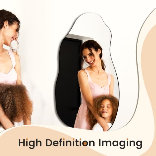TRAHOME 32'' x 18'' Irregular Asymmetrical Wall Mirror - size: 32"L x 18"W