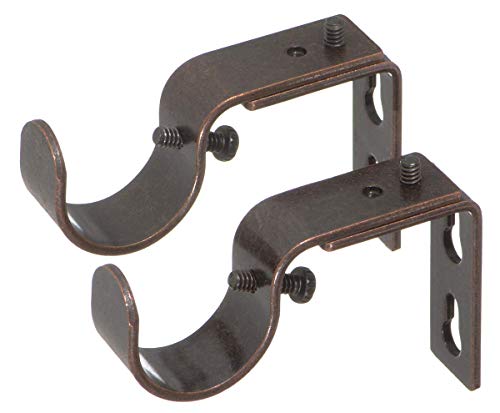 Ivilon Short Projection Brackets for Curtain Rods - for 1 or 1 1/8 Inch Rods. Set of 2 - Oil Rubbed Bronze - color: Oil Rubbed Bronze, size: Short Projection - 1" or 1-1/8" Rods
