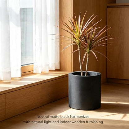 Kante Small Round Cylinder Charcoal Concrete Planter 9.8" Tall, Outdoor - color: Charcoal, size: 9.8" Dia