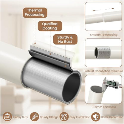 1" Farmhouse Heavy Duty Curtain Rods for Windows,Adjust 36-88",White - color: Antique White, size: 36-88 Inch & 1 Pack