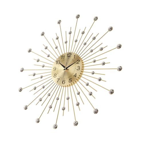 Cuspin 24 Inch Wall Clock Gold Mid Century Crystal Sunburst Metal Clock - color: Crystal Sunburst, size: Small