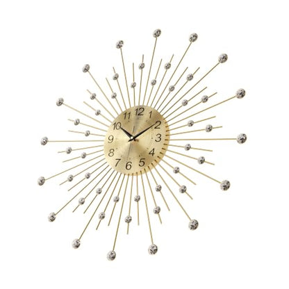 Cuspin 24 Inch Wall Clock Gold Mid Century Crystal Sunburst Metal Clock - color: Crystal Sunburst, size: Small