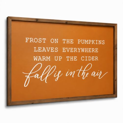 23.6"×15.7" Fall Wall Art Framed, Large Autumn Sign Home Decor - color: orange