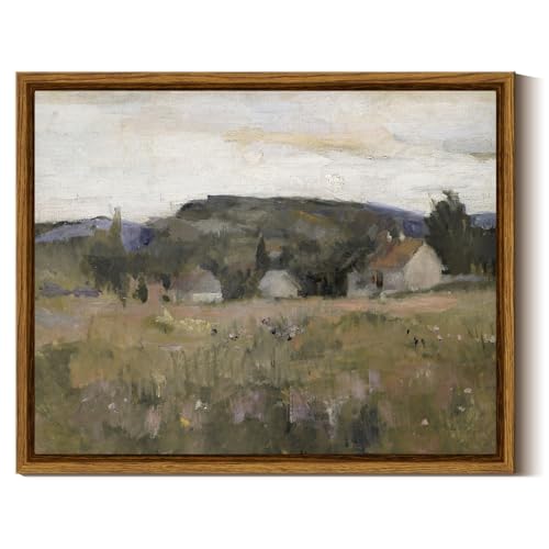 InSimSea Framed Canvas Art, Abstract Serene Countryside Scene, Mid Century Modern Decor for Living Room, Bedroom, Office - 8x10in - color: Landscape from Bærum, size: 10"L x 8"W