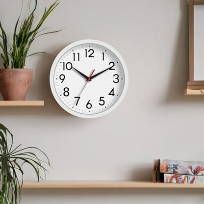 DAXSMY 8 Inch Wall Clock, Battery Operated Silent Non Ticking - color: C-white, size: 8"