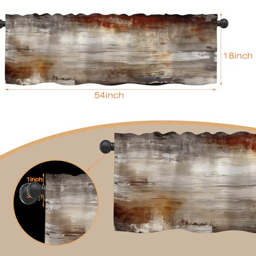 Abstract Wooden Planks Texture Semi Sheer Valance for Windows - Rod Pocket Short Window Treatment, Light Filtering Decor for Kitchen Bedroom - 54"x18" - color: Abstract Wooden Planks Texture, size: 18"W x 54"L (Pack of 1)
