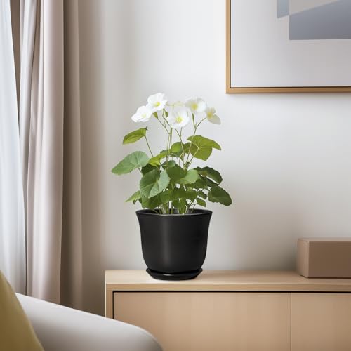 Ceramic Planter, 5.6 Inch Plant Pot, Black - color: Black, size: 6 Inch