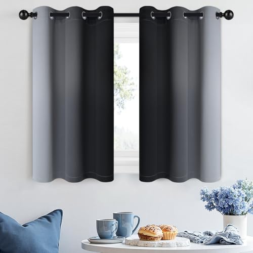 SimpleHome Ombre Black to Grey White Curtains for Living Room 42Wx36L - color: Black, size: 42"W x 36"L (Pack of 2)