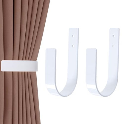 Groleca 2 Pack Curtain Holdbacks Curtain Tiebacks Wall Mount, White - color: White