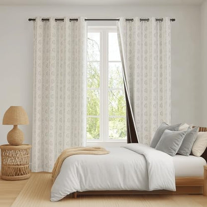100% Blackout Grey Boho Curtains, 63 Inches, 2 Panels for Bedroom - color: Grey, size: 52"W x 63"L (Pack of 2)
