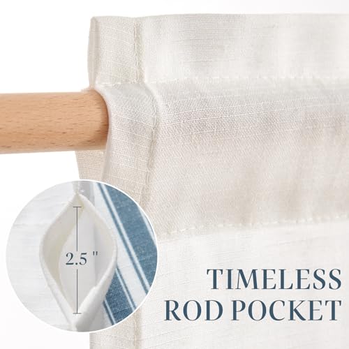 jinchan Linen Balanced Stripe Valances for Window 16 inch,Blue,1 Panel - color: Balanced Stripe | Blue, size: 50"W x 16"L (Pack of 1)