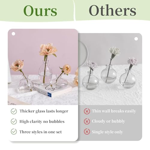 Glasseam Glass Bud Vase for Centerpieces, 6Pcs Clear Small Flower Vase Set - color: Clear, size: 2 Sets