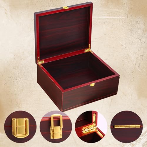 Tree of Life Red Wooden Keepsake Box - Large Decorative Storage Box with Lid